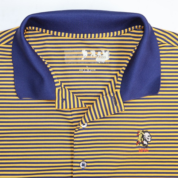 Donald Ross Other - Peter Millar Aronimink Golf Club Polo Shirt Mens Large Striped Navy Gold L